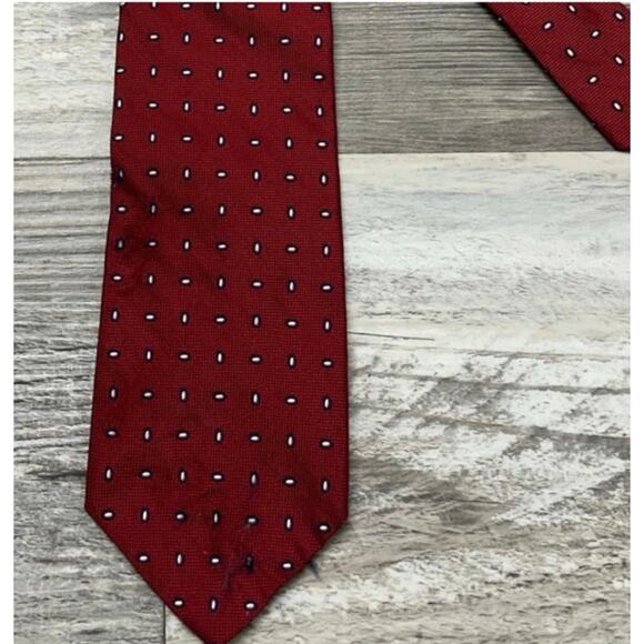 Vintage Brooks Brothers 346 Red Mens Woven USA Made Silk Necktie Oval Dots - Picture 1 of 6